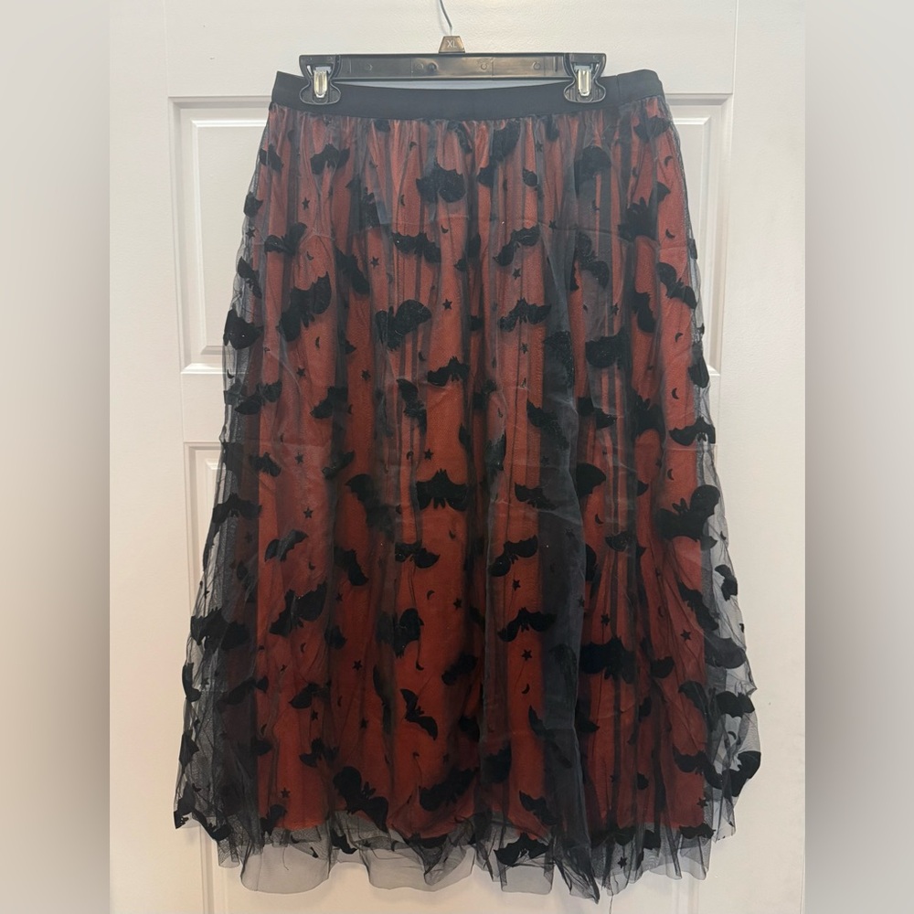 Orange and Black Bat Skirt, sz XL